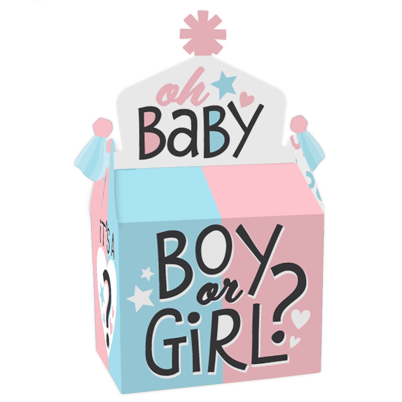 Big Dot of Happiness Baby Gender Reveal - Treat Box Party Favors - Team Boy or Girl Party Goodie Gable Boxes - Set of 12
